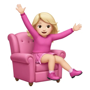 Little Girl fat but not too fat falling off of a chair half in the air chair with pink clothes on standing on chair but fell off sticker