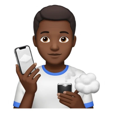 black man holding a phone with three lines of coke on it horizontally  sticker