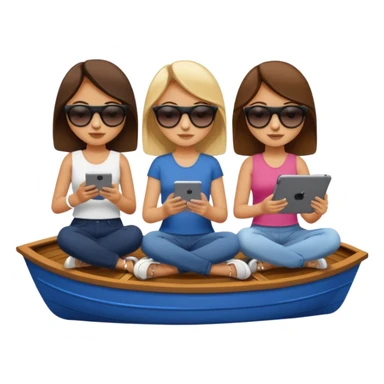 Girls sitting on a boat watching iPad sticker