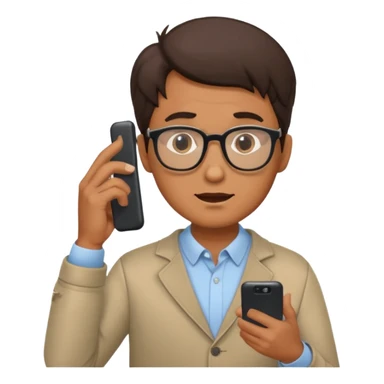 confused guy with phone in hand turned to left qualterly sticker