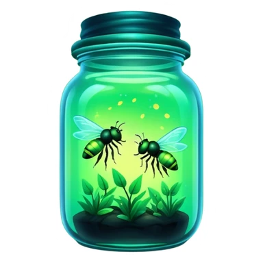 Two fireflies in a glass jar sticker