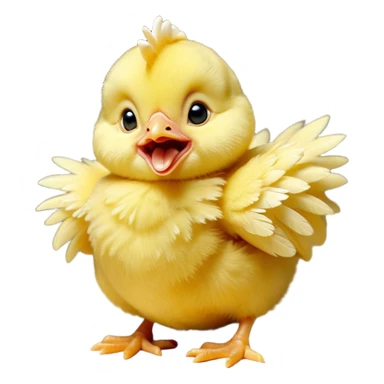 Cinematic Cute Yawning Yellow Baby Chicken Portrait Emoji, Head tilted slightly with a dramatic, wide-open yawn, showcasing a soft, downy yellow coat with little drooping wings, round beady eyes barely open in drowsy contentment, Simplified yet irresistibly adorable features, highly detailed, glowing with a soft, cozy glow, high shine, relaxed yet expressive, stylized with a touch of whimsical charm, bright and endearing, soft glowing outline, capturing the essence of a sleepy yet affectionate chick, so drowsy it feels like it could stretch out of the screen and curl up for a nap! sticker