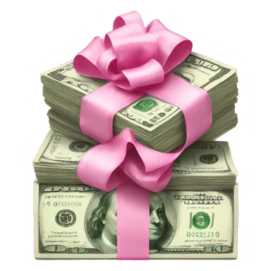 Stack of money with pink bow  sticker