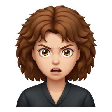 Angry Woman with puffy brown hair   sticker