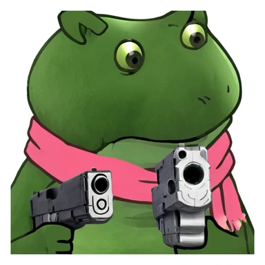 panda with pink scarf and holding a handgun  sticker
