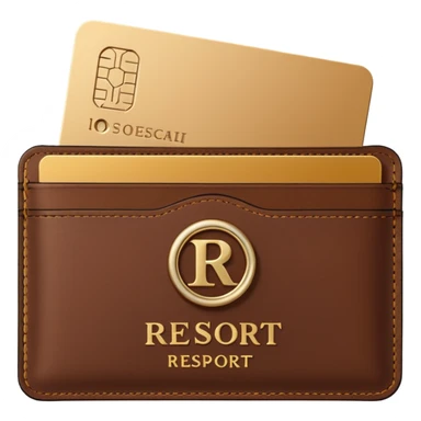 Resort Keycard & Holder: A sleek magnetic keycard paired with a leather card holder embossed with the resort logo.
 sticker