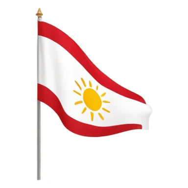 Ezidi flag. On the left side the whole side is red. The right side is all white. And in the middle is the symbol of the bright sun.  sticker