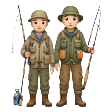 Father and son in fishing gear are cold full body sticker