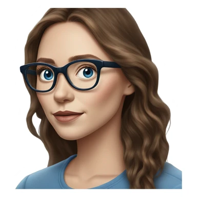 Hyper Realistic Elizabeth Olsen brunette blue eyes wearing glasses  sticker