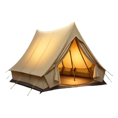 Cinematic Realistic Tent, a sturdy canvas tent nestled among tall trees, warm golden light spilling from inside, gentle folds in the fabric visible, glowing against the cool, dark forest backdrop, evoking a sense of adventure and comfort. sticker