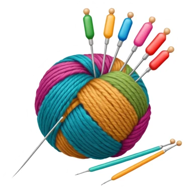 ball of wool with knitting needles sticker
