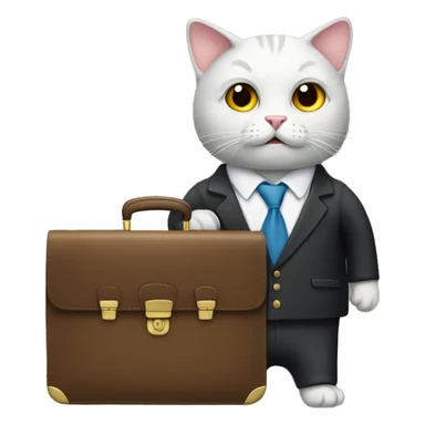 cat with a suit and a briefcase sticker