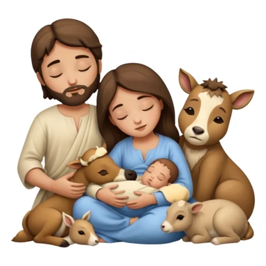 Marie, Joseph, petit bébé Jesus, et les animaux font tous dodo sticker