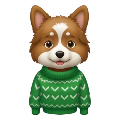 dog wear a green sweater sticker
