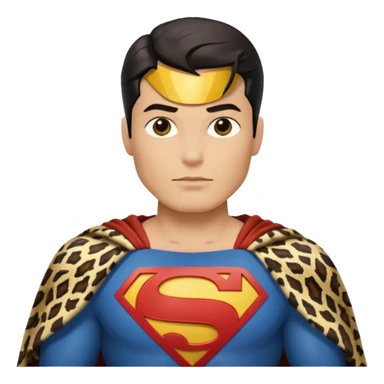 a superman wearing ancient animal skin cloth, half body, icon, yellow skin sticker
