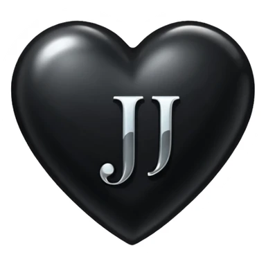 A black heart with the letter "J" in the middle in a pretty font sticker