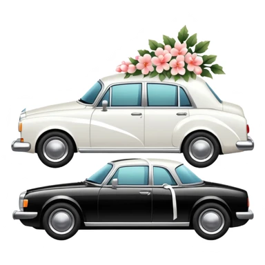 Luxury car with wedding decorations, in profile sticker