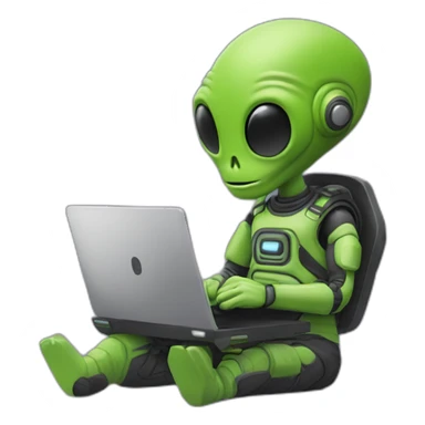 alien-working-with-laptop-in-figma sticker