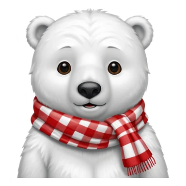 polar bear wearing a red and white checkered scarf sticker