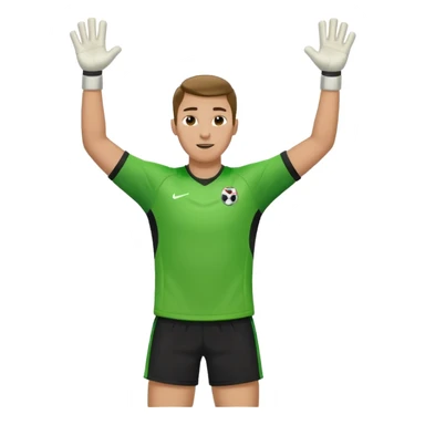 soccer goalkeeper green shirt, shorts football boots arms up sticker