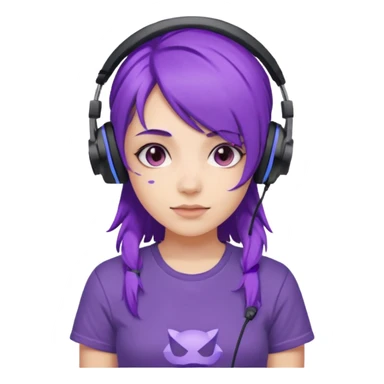 Gamer Girl with Headset + Purple Hair sticker