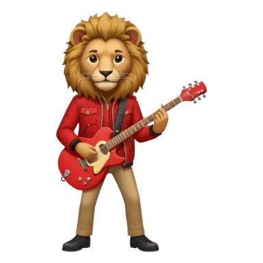 guitar rock player, lion head, red jacket sticker