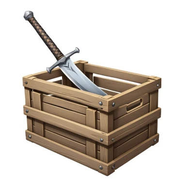 a crate with a sword sticker