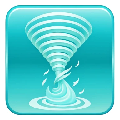 a Tiny compressed Stylized light-turquoise wind tornado symbol inside a pastel gradient white square icon, light turquoise borders sticker
