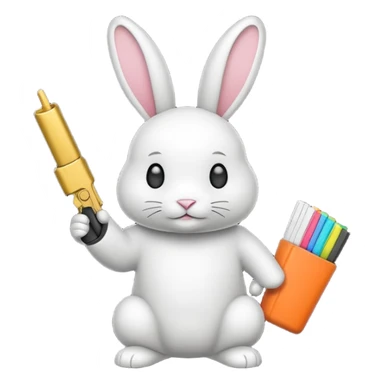 Crea un emoji de un conejo sosteniendo una glok realista de iPhone sosteniendo dos alas sticker