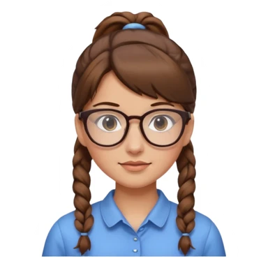 brown haired Ponytail Girl with Glasses sticker