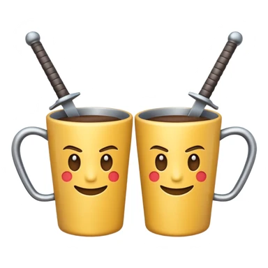 dual swords crossed, emoji style, similar to the closed coffee cup emoji style sticker