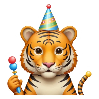 Party Tiger with a party hat and a party popper full body sticker