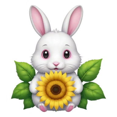 White rabbit with sunflower love sticker
