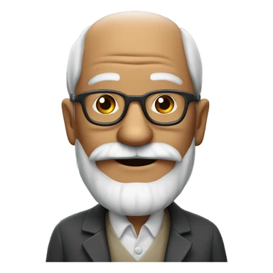 old professor with beard and mustache in glasses smiling sticker