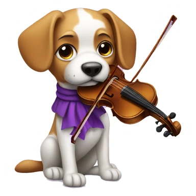 dog with  purple violin  sticker