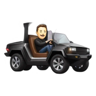 Elon musk riding in a Tesla cyber truck  sticker