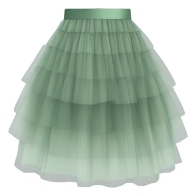 Long Sage Green tiered tulle skirt, isolated sticker