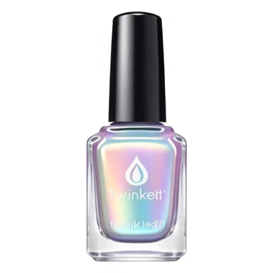 "TwinkledT" on label of holographic iridescent pastel nail polish bottle, white lid sticker