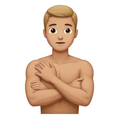 A guy with his arms crossed on his chest and grabbing his neck with both hands around it sticker