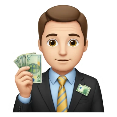 AN UNCLE with a tie in business clothes and with euro money
 sticker