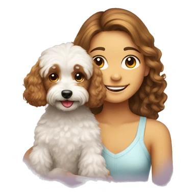 smiling girl with cavoodle sitting sticker