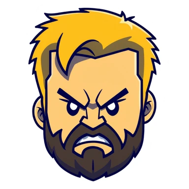 angry man with blonde hair and beard sticker