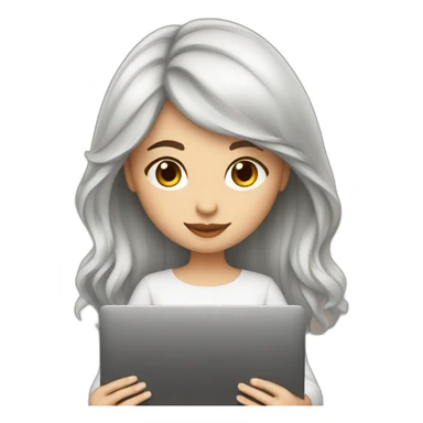 Beautiful programmer girl with brown hair working with MacBook sticker