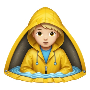 Enfant a caouet jaune coucher devant un égout et il pleut sticker