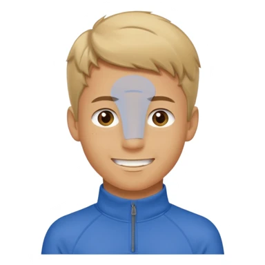 make a boy with comb over  dirty blond hair hazel eyes tan white smirky smile and quarter zip  sticker