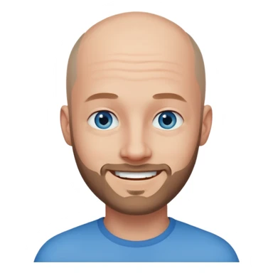 homme yeux bleus presque chauve et une barbe courte moins de chevaux et sourir sticker