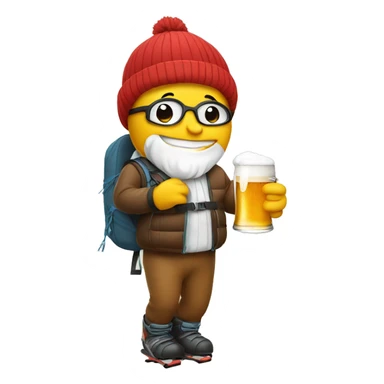 Skiing while holding a beer sticker