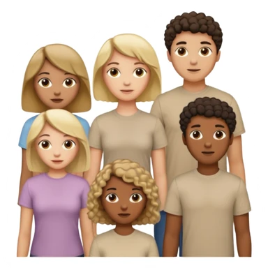 group of people  together ; men and women with one with brown straight hair one with blonde hair and one with black curly hair- short hair, long hair and curly hair wearing beige shirts aesthetic no collar, brown people, white people, black people sticker