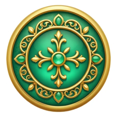 Jade and gold filigree style rounded icon button sticker