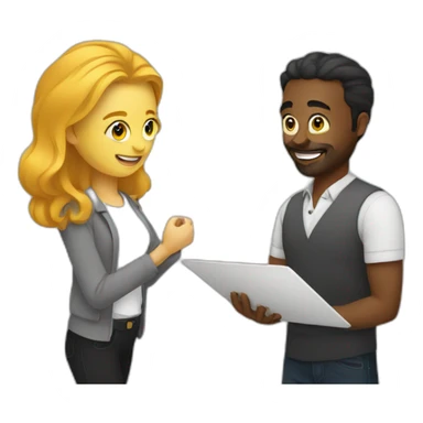 client and designer working together sticker